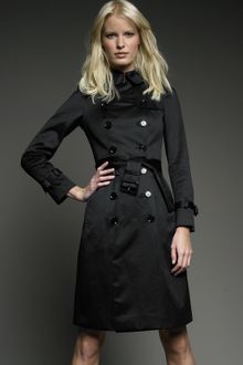 Burberry Prorsum Sateen Trench Coat, Black - Lyst