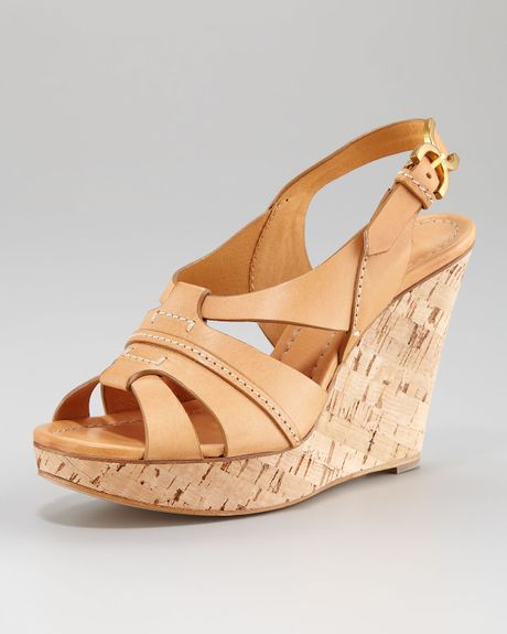 Cork in cork Strappy (tan) slingback  sandals Brown Chloé chloe Wedge wedge Sandal  Lyst  leather