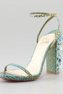 Christian Louboutin Au Palace Spikeheel Snakeskin Sandal - Lyst
