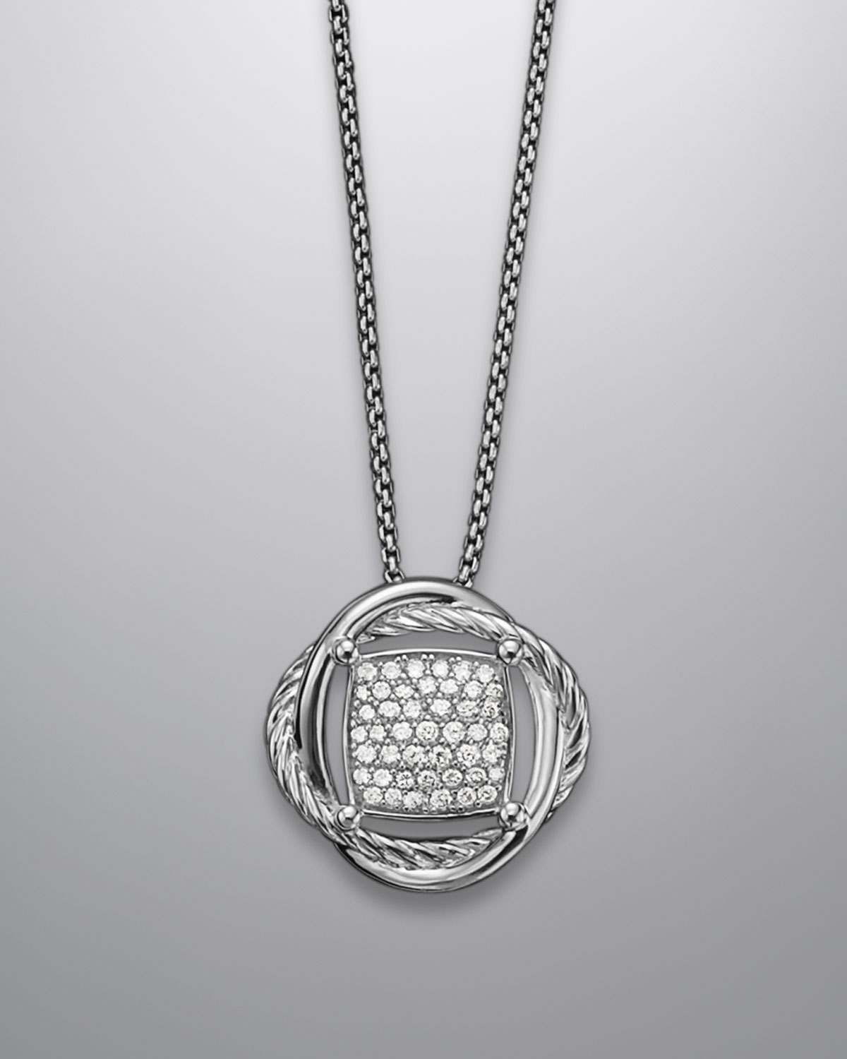 David Yurman Pave Diamond Infinity Necklace in Silver Lyst