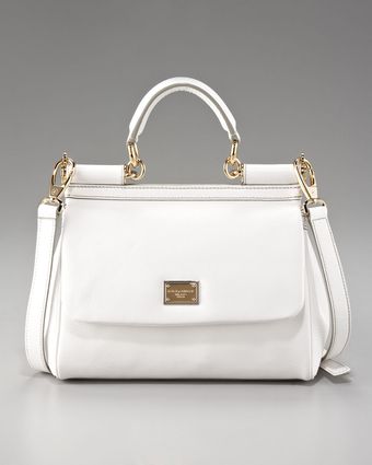  Small Miss Sicily Leather Handbag, White 