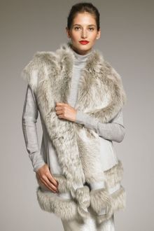 Donna Karan New York Shearling Hooded Vest - Lyst