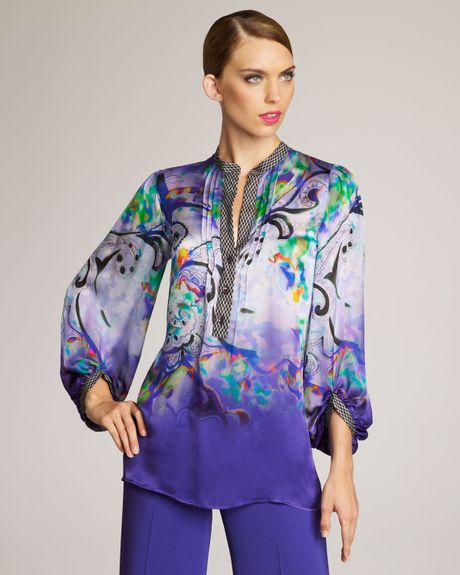 Etro Painterly Paisley Blouse in Purple (cobalt) - Lyst