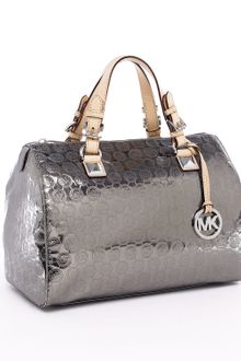 Michael by Michael Kors Grayson Large Jet Set Monogram Satchel, Nickel - Lyst