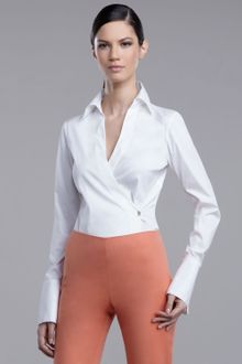 St. John Collection Stretch Poplin Blouse - Lyst