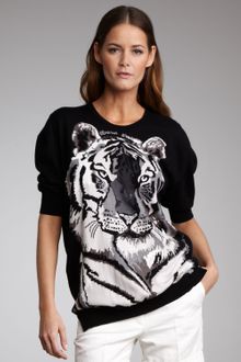 Stella McCartney Tiger Intarsia Knit Sweater - Lyst