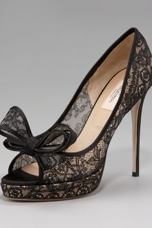 Valentino Couture-bow Lace Platform Pump - Lyst