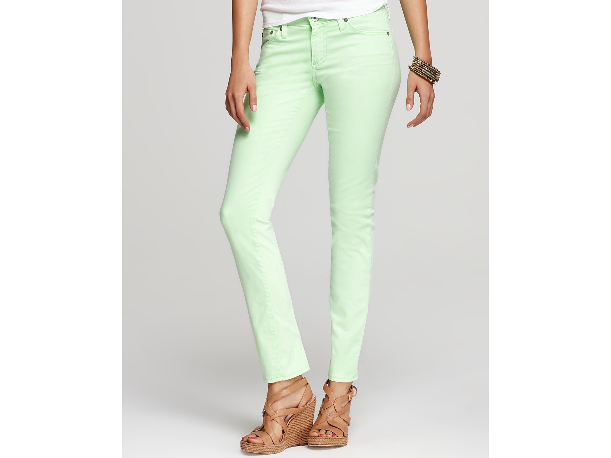 Ag Adriano Goldschmied Jeans Luscious Sateen Skinny Jeans in Neon Green