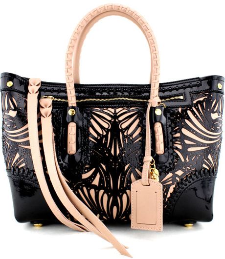 Alexander Mcqueen Black Patent Leather Small Shopper in Black - Lyst
