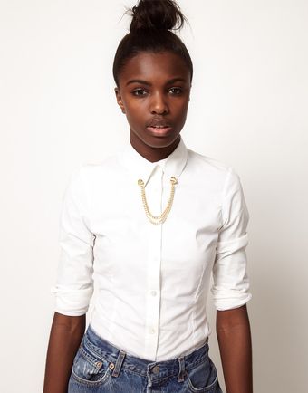  Asos Gold Stud Collar Brooch with Chain 