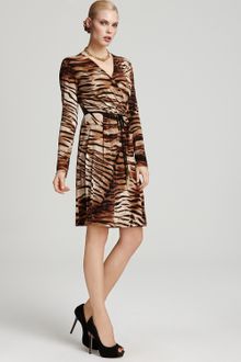Calvin Klein Tiger Print Wrap Dress - Lyst
