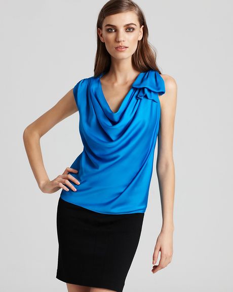 Cynthia Steffe Top Eda Gathered in Blue (ocean) - Lyst