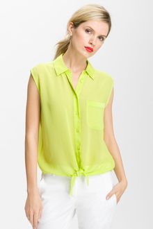 Equipment Diem Tie Front Sleeveless Silk Blouse - Lyst