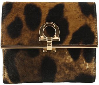 Ferragamo Small Leopard Pony Hair Wallet - Lyst