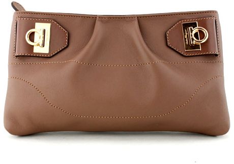 Ferragamo Tobacco Ceylon Leather Clutch in Brown (tobacco) - Lyst
