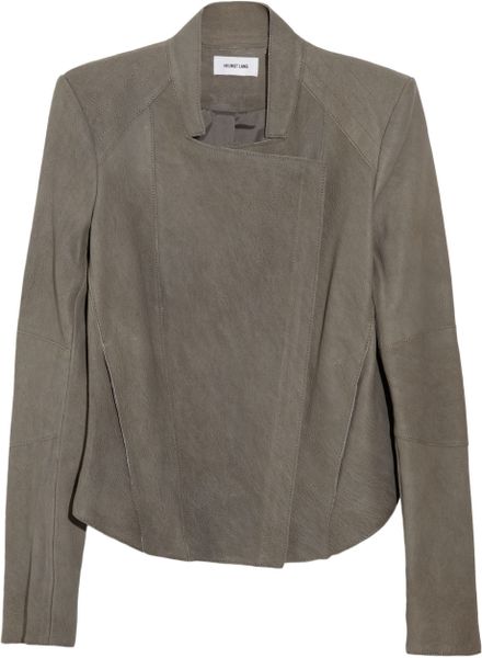 Helmut Lang Wither Draped Leather Jacket in Gray - Lyst