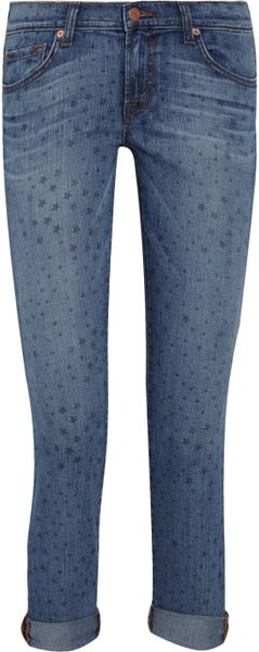 J Brand Aoki Printed Straight Leg Boyfriend Jeans in Blue - Lyst