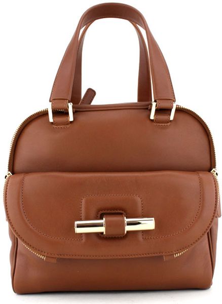Jimmy Choo Justine Leather Satchel in Brown (tan) - Lyst