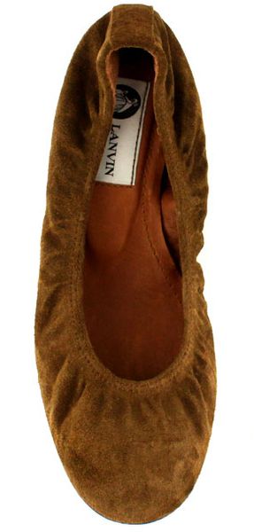 Lanvin Suede Ballerina  in Brown (cognac) - Lyst