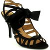 Lanvin Satin Cut Out Sandal with Bow  in Black - Lyst