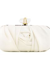 Marchesa Rosette Satin Clutch