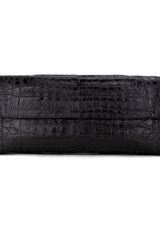 Nancy Gonzalez Black Crocodile Fold Over Clutch