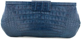  Turquoise Caiman Croc Clutch 