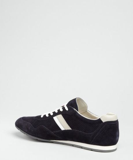 blue and white prada trainers