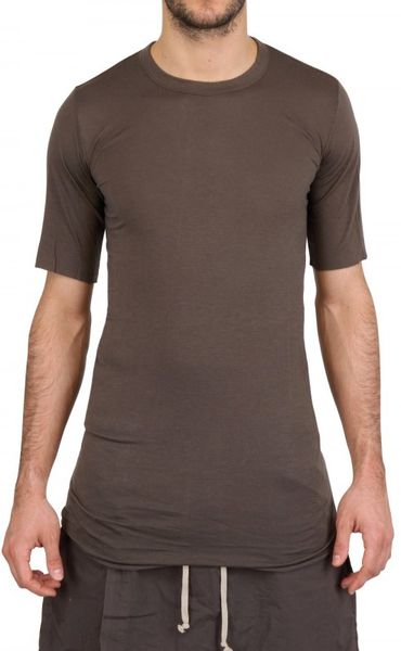 Rick Owens Silk Blend Viscose Jersey Tshirt in Brown for Men - Lyst