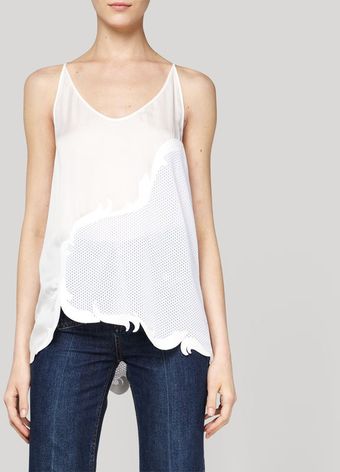 Stella McCartney Egg White Fluid Silk Fitzgerald Top with Embroidery - Lyst