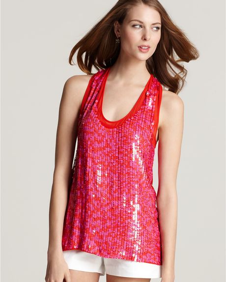 Theory Tank Averati Gradation Sequin Sleeveless in Pink (magenta) - Lyst