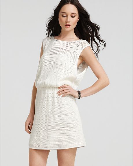 Tibi Dress Crochet in Beige (cream) - Lyst