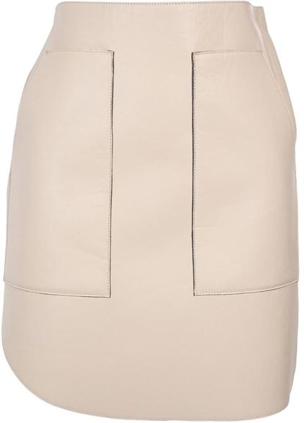 3.1 Phillip Lim Leather Skirt with Neoprene Lining in White (off white) - Lyst
