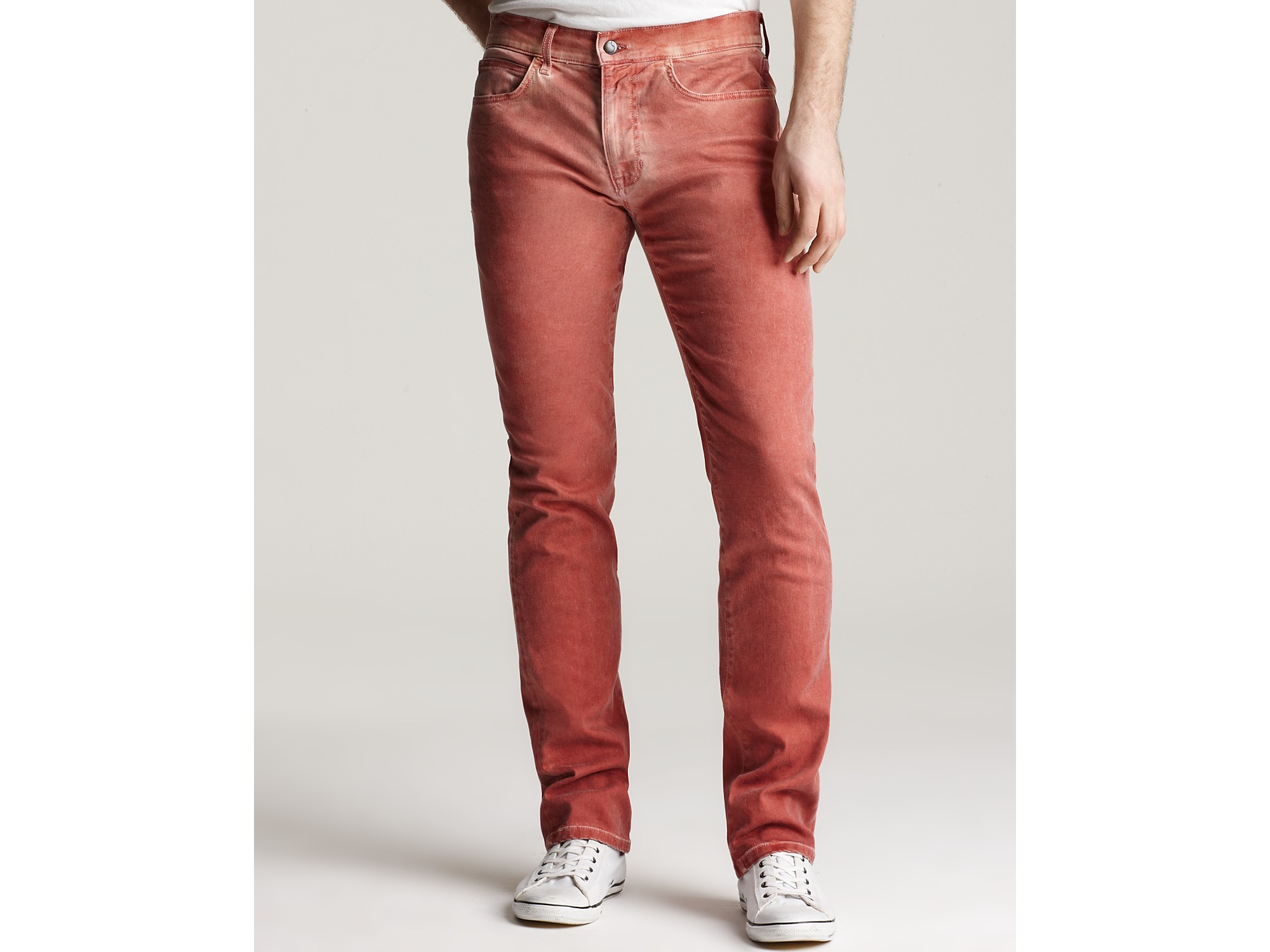 Ash Slim Fit Waxed Jeans in Muted Red Wash in Purple for Men (mauve) Lyst