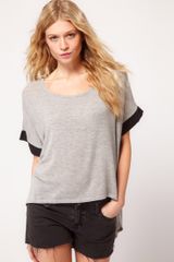 ASOS Collection Asos Tshirt with Woven Panel in Loose Knit