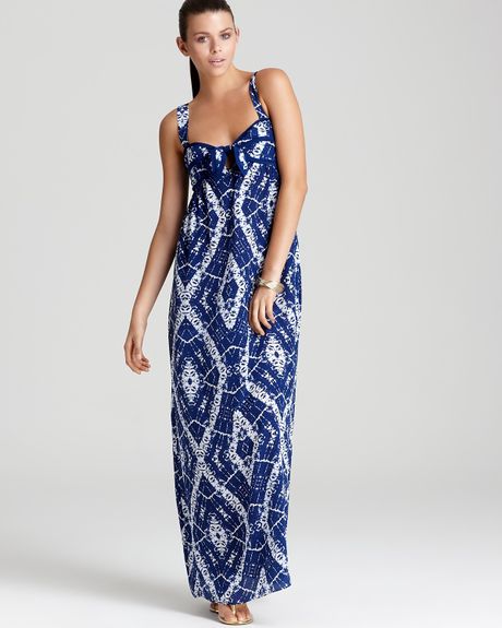 Becca Rebecca Taylor Dress Batik Cami Maxi Dress in Blue