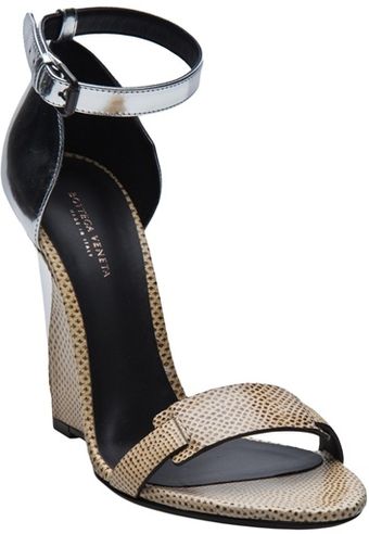 Bottega Veneta Leather Wedge Sandal - Lyst
