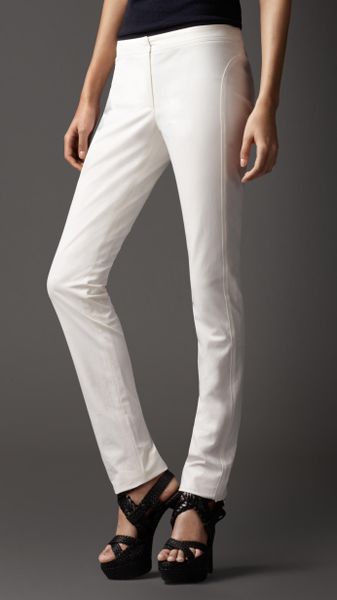 Burberry Panel Detail Skinny Trousers in White (optic white) - Lyst