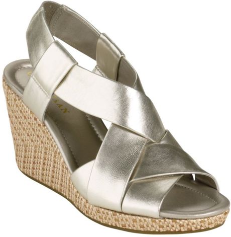 Cole Haan Air Dinah 85 Wedge Sandals in White (white gold) - Lyst