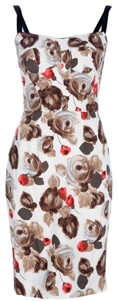 Dolce & Gabbana Printed Dress in Brown - Lyst