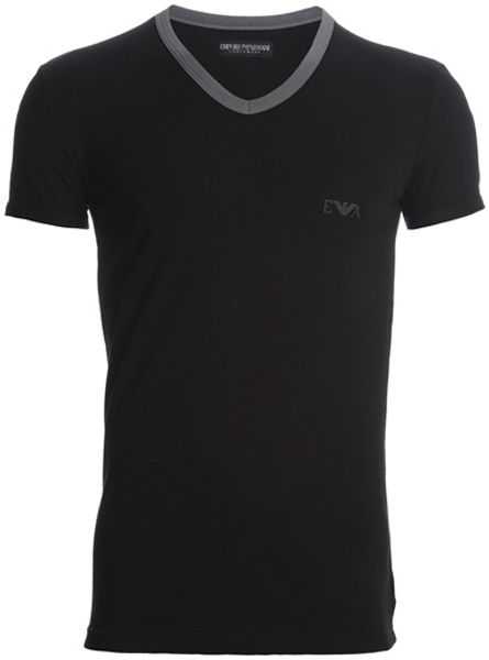 Emporio Armani Vneck Tshirt in Black for Men - Lyst