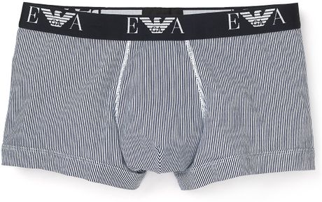 Emporio Armani Stretch Cotton Trunks in Blue for Men (striped white) - Lyst