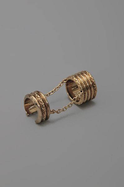 House Of Harlow Double Finger Ring Yellow Gold in Gold (yellow) - Lyst