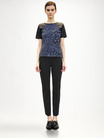 Jil Sander Leather Sleeve Sweater Top - Lyst