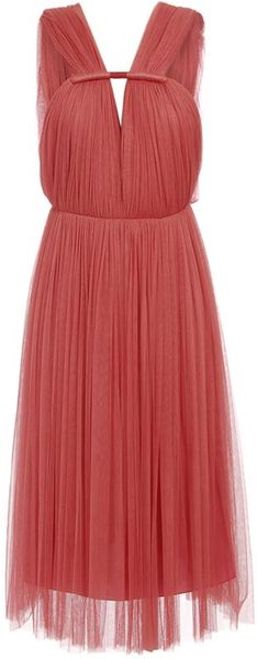 Lanvin Gathered Silk Tulle Dress in Pink - Lyst