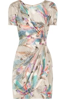 Matthew Williamson Feather print Silk-satin Dress - Lyst