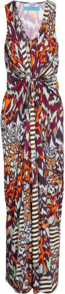 Matthew Williamson Printed Cotton Blend Jersey Maxi Dress in Multicolor (grape) - Lyst