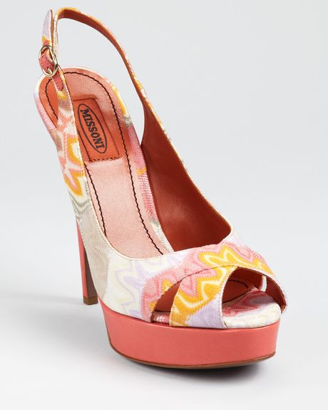 Missoni Platforms Peep Toe Slingbacks in Multicolor (coral multi) - Lyst