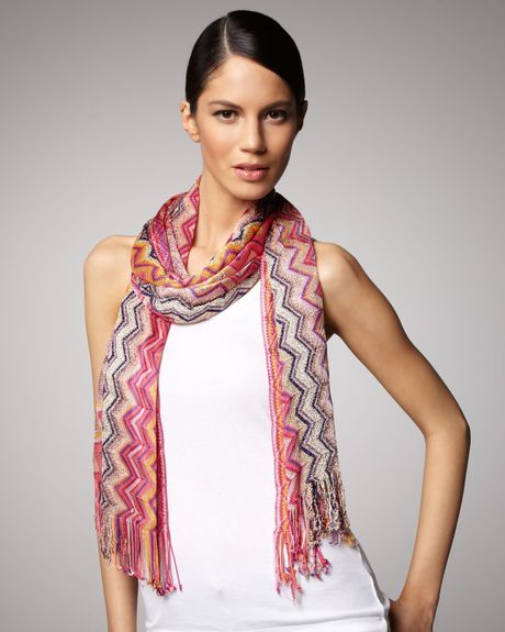Missoni Lightweight Zigzag Scarf in Multicolor (pink multi) - Lyst