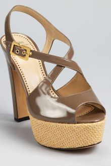 Moschino Cheap & Chic Platforms Patent Sandal with Raffia - Lyst